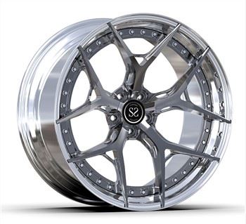 6061-T6 سبائك الألومنيوم الحافات مخصص 2-PC البولندية برميل + بندقية قرص معدني 5x112 20 21 بوصة صالح لأودي RS5 B5